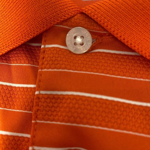 PGA Tour Mens Shirt Polo XL Extra Large‎ Orange Striped Short Sleeve Golf Sports - Picture 7 of 13